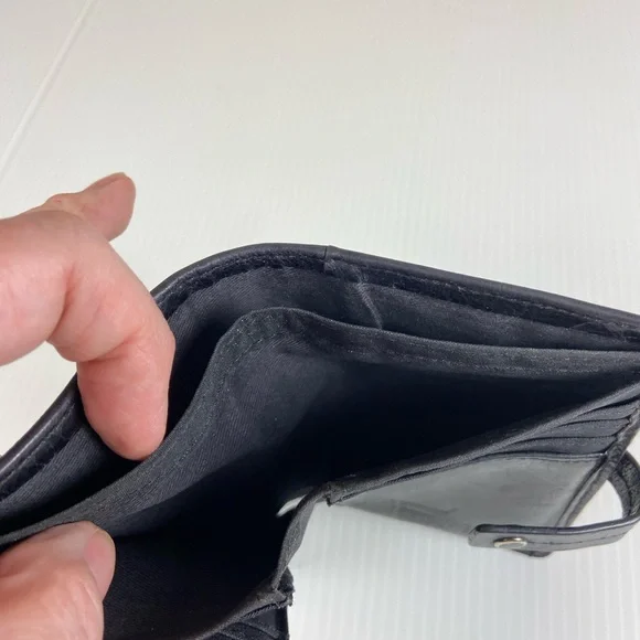 Fossil Black Genuine Leather Patchwork Studded Bifold Wallet - Picture 5 of 15